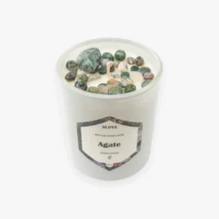 Bougie pierres agate - parfum raisin divin