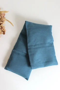 Bouillotte cervicales lin bleu pétrole