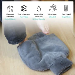 Bouillotte chausson 1,8l pantoufle doux confort thermique