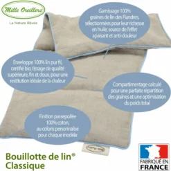 Bouillotte de lin naturel - 20 x 40 cm