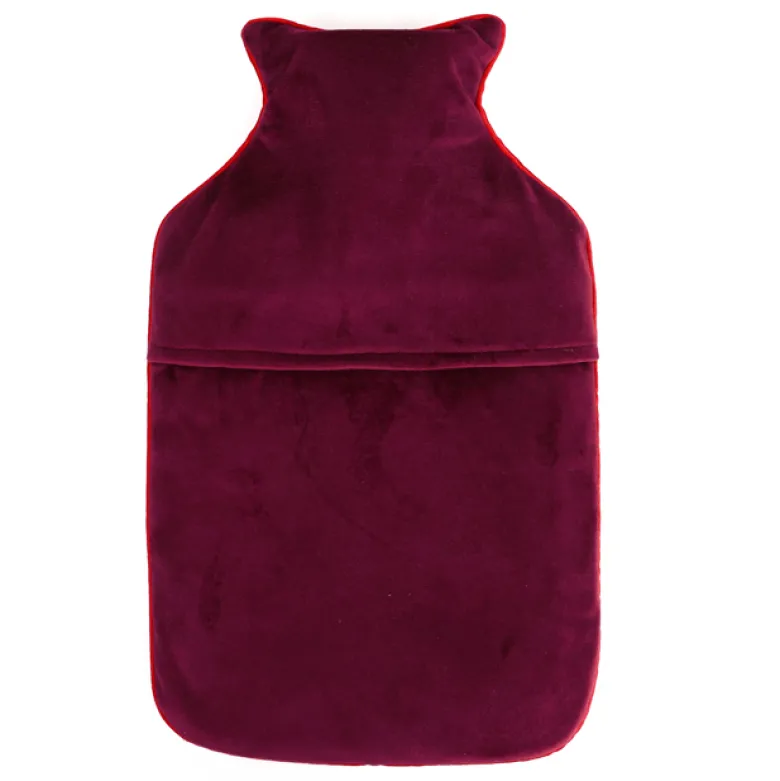 Bouillotte velours recyclé rouge