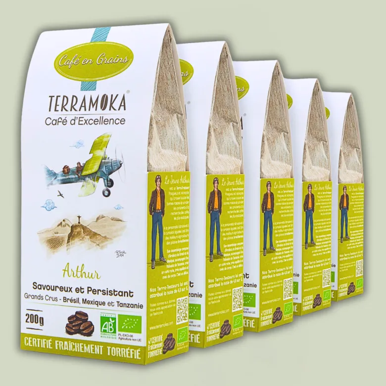 Box de 5 x 200g cafés grain bio du brésil - mexique - tanzanie