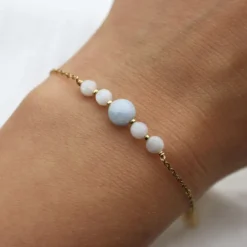 Bracelet aigue-marine et pierre de lune - acier inoxydable