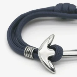 Bracelet ancre homme - corde bleu marine