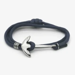 Bracelet ancre homme - corde bleu marine