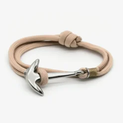 Bracelet ancre marine homme - corde beige