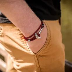Bracelet ancre marine homme - corde rouge