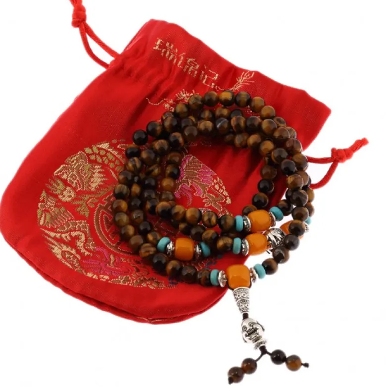 Bracelet-collier mala - oeil de tigre