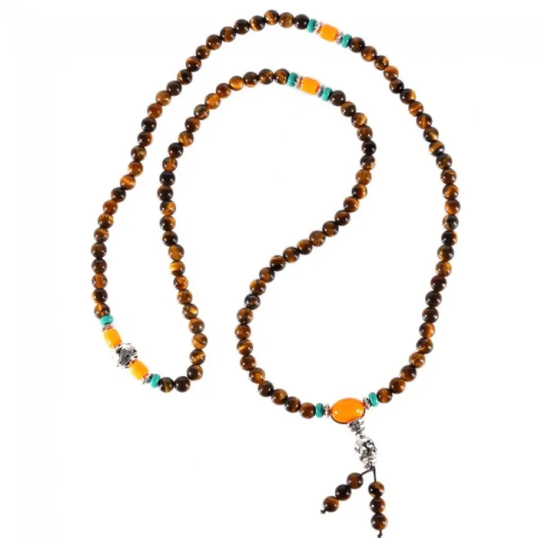 Bracelet-collier mala - oeil de tigre