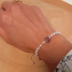 Bracelet cristal de roche et tourmaline