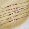 Bracelet de perles carrées en pierres naturelles : tourmaline multicolore