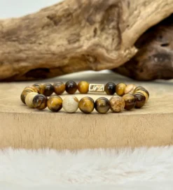 Bracelet en jaspe et oeil de tigre