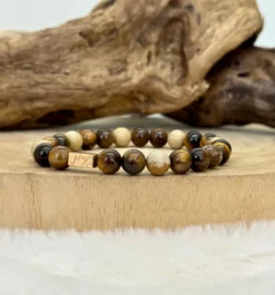 Bracelet en jaspe et oeil de tigre