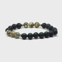 Bracelet en pierres de lave et jaspes