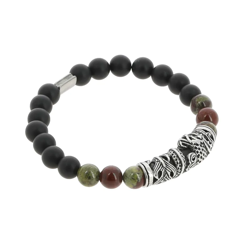 Bracelet homme en pierre et acier L