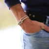 Bracelet homme escalade - mousqueton beige