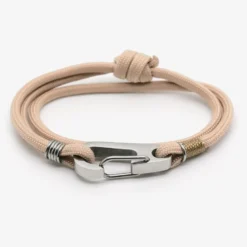 Bracelet homme escalade - mousqueton beige