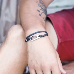 Bracelet homme escalade - mousqueton bleu m