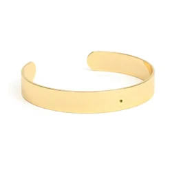 Bracelet jonc en acier inoxydable doré motif trèfle et strass