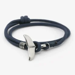 Bracelet marin homme - baleine corde bleu m