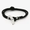 Bracelet marin homme - baleine corde noir