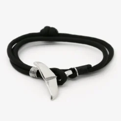 Bracelet marin homme - baleine corde noir
