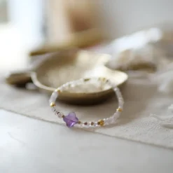 Bracelet trèfle pierre de lune bhagvanti