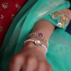 Bracelet trèfle pierre de lune bhagvanti
