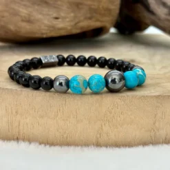 Bracelet turquoise & pierres de lave