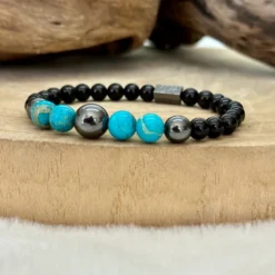 Bracelet turquoise & pierres de lave