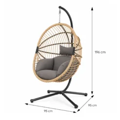 Brasilia fauteuil suspendu effet rotin avec coussin gris