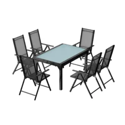 Brescia table de jardin extensible et 6 fauteuils en alu et toile pvc