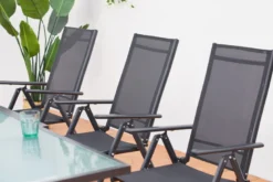 Brescia table de jardin extensible et 8 fauteuils en alu et toile pvc