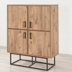 Bresov buffet industriel en bois et métal - 4 portes - 8 rangements