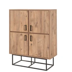 Bresov buffet industriel en bois et métal - 4 portes - 8 rangements