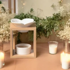 Brûle-parfum bois et céramique plumeria
