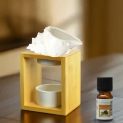 Brûle-parfum bois et céramique shell