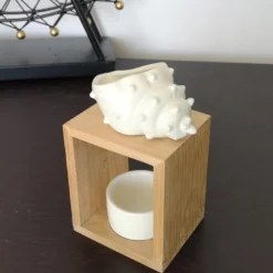 Brûle-parfum bois et céramique shell