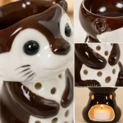 Brûle-parfum loutre moka en céramique pour fondants, cires et huiles parfumées