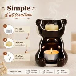 Brûle-parfum loutre moka en céramique pour fondants, cires et huiles parfumées