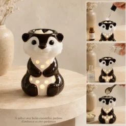 Brûle-parfum loutre moka en céramique pour fondants, cires et huiles parfumées