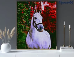 Broderie diamant cheval et fond coloré