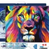 Broderie diamant en bois lion pop art