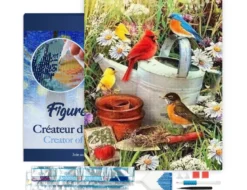 Broderie diamant oiseaux dans le jardin