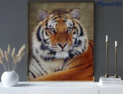 Broderie diamant regard de tigre