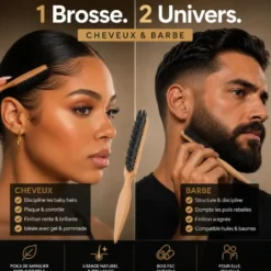 Brosse de précision cheveux et barbe, poils de sanglier, manche bois fsc