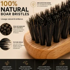 Brosse de précision cheveux et barbe, poils de sanglier, manche bois fsc