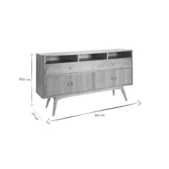 Buffet en bois clair 4 portes 2 tiroirs l160 cm nordeco