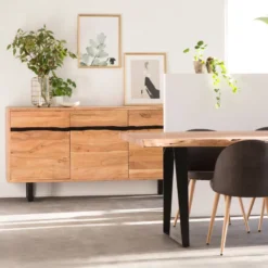 Buffet en bois d'acacia et métal