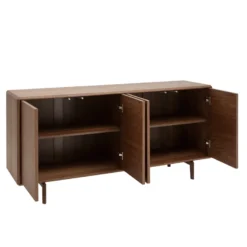 Buffet en bois foncé noyer 4 portes l160 cm suva